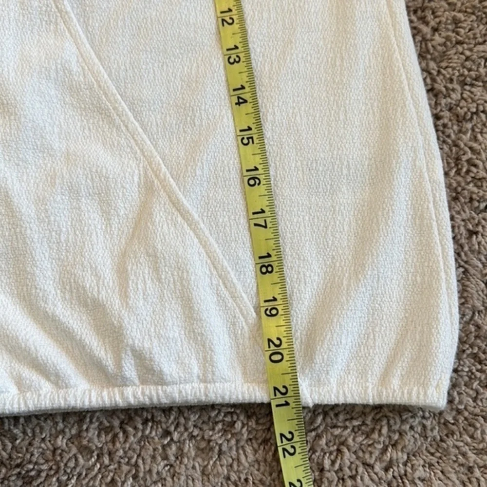 Madewell texture & thread puff sleeve faux wrap top CREAM size XS